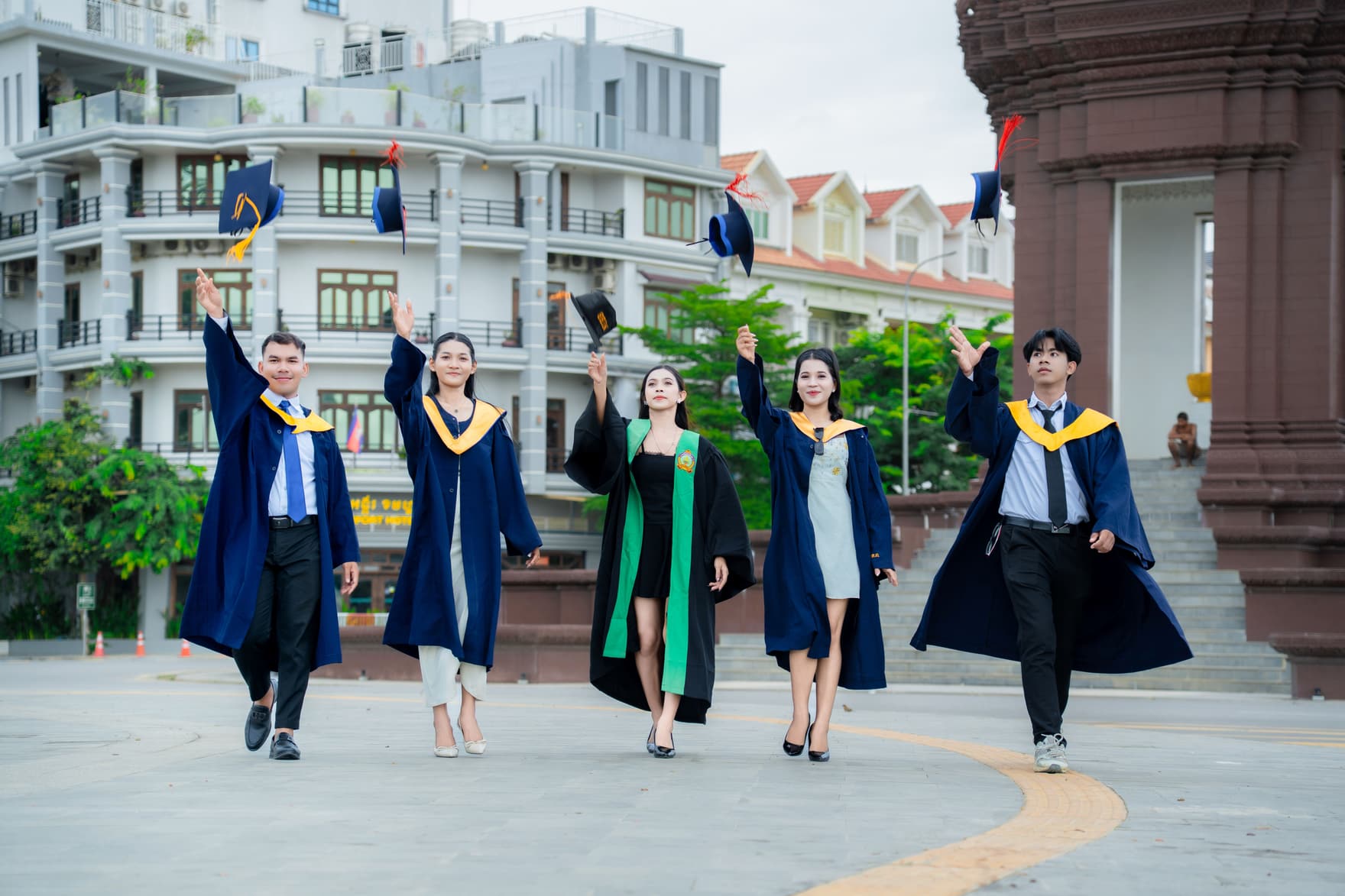 A student reading and researching study-abroad options